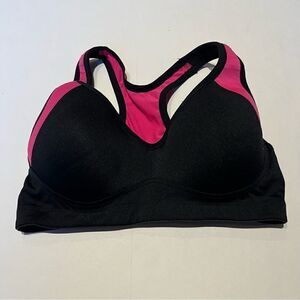 Lily of France Sports Bra 34C Black and Pink